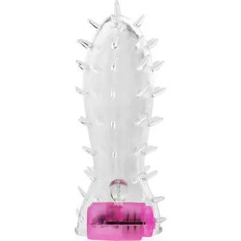 Návlek na penis MĚKKÝ GELOVÝ NÁVLEK NA PENIS S HROTY + VIBRAČNÍ STIMULÁTOR KLITORISU