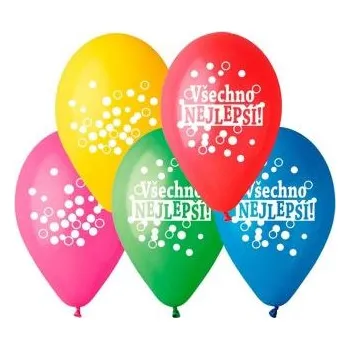 Balónek pastel 30 cm VŠECHNO NEJLEPŠÍ -mix barev - 5 ks