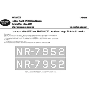 Plastikový model New Ware 1/48 Mask Lockheed Vega 5b MARKING (DORA W.)