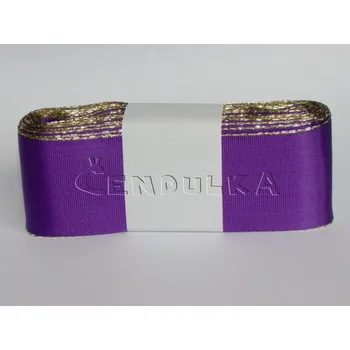 Stuha Stuha taftová 40mm s rexorem fialová+zlato