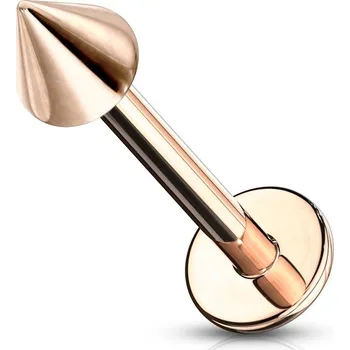 Piercing Piercingate Labreta s hrotem PLA00268 - Barva/Motiv: Zlatá, Délka tyčky: 10 mm, Hroty: 3 mm, Průměr tyčky: 1,6 mm