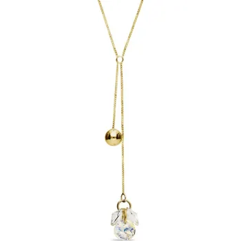 Náhrdelník Náhrdelník čirý se Swarovski Elements Vinber Gold NKLG6428CAB Krystal + AB