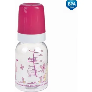 Kojenecká láhev Canpol babies láhev s potiskem a úchyty 120 ml bez BPA růžová