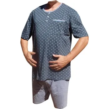 Pánské pyžamo xcena Pyžamo bavlněné s krátkou nohavicí šedé Velikost: XXXL