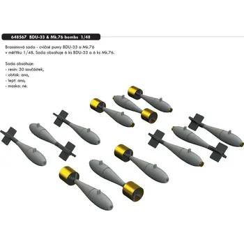 Plastikový model Eduard 1/48 BDU-33 & Mk.76 bombs