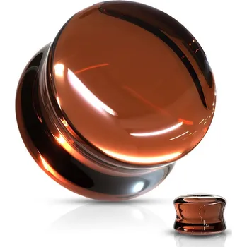 Piercing Skleněný plug do ucha hnědý (6 mm)