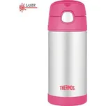Thermos FUNtainer Dětská termoska s brčkem - stříbrná/růžová 355 ml