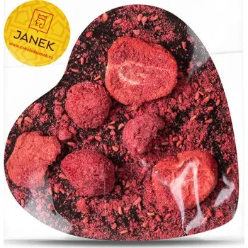 Čokoláda Velké hořké čokoládové srdíčko s lyofilizovanými jahodami a malinami