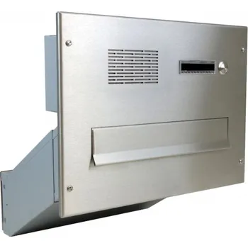 Poštovní schránka 1x poštovní schránka D-041 k zazdění do sloupku + čelní deska s 1x zvonkem a HM ABB - NEREZ / šedá