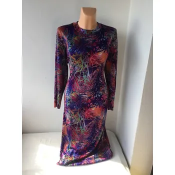 Dámské šaty úpletové šaty , Barva Fialová, Velikost XXXL 54, Materiál 64%Viskoza 31%Pe5%Pu