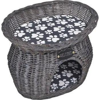 Pelíšek pro kočku vidaXL Kočičí strom vrbové proutí s poduškou 44 x 33 x 34 cm