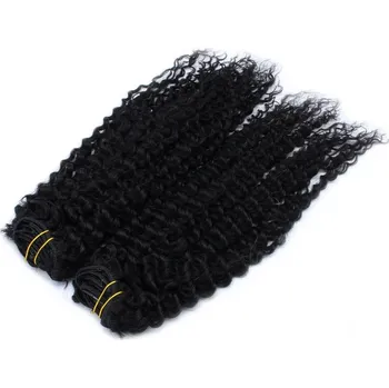 Příčesek Kudrnatý clip in maxi set 53cm pravé lidské vlasy – REMY 200g - ČERNÁ