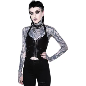 Korzet tílko dámské (korzet) KILLSTAR - Cadaver Zip Top - BLACK - XXL