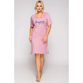 Dámská noční košile Taro, dámská noční košile 2303-Bella, krátký rukáv, starorůžová, vel. XXL
