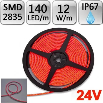 LED páska LED21 LED Neon Flex pásek 5m 24V 140ks/m SMD2835 12W/m, 4x10mm, voděodolný, ČERVENÁ
