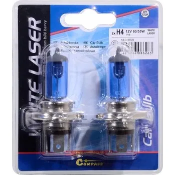 Autožárovka Compass Žárovka 12V H4 60/55W P43t WHITE LASER blister 2ks, 08626