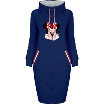 Dámské šaty Minnie Mouse Dámské podzimní šaty s dlouhým rukávem Barva: modrá, Velikost: M