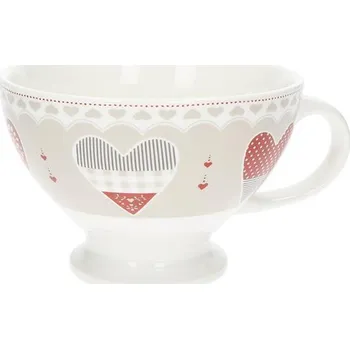 Šálek na čaj, cappuccino Happy Day BRANDANI (barva - porcelán, bílá/červená)