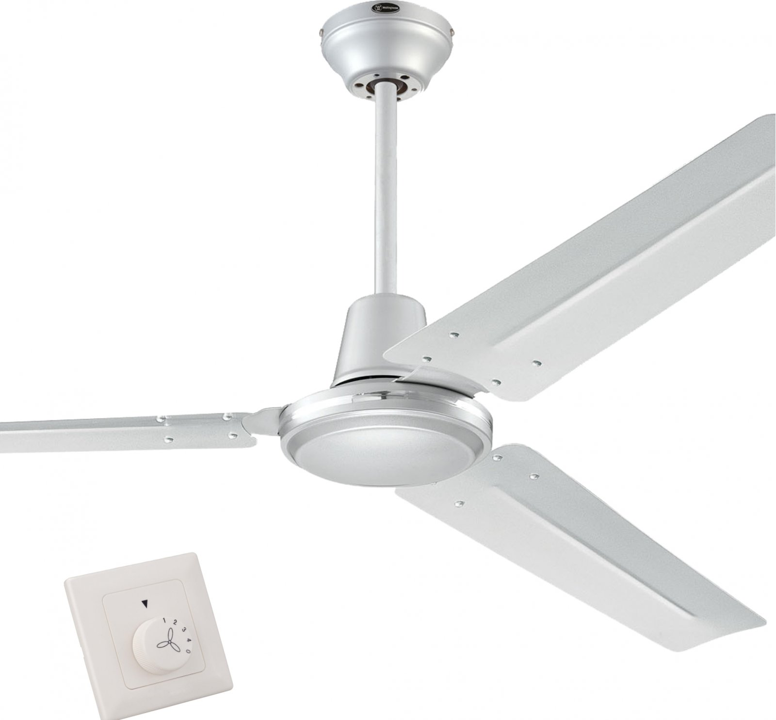 Stropní ventilátor s ovládáním na stěnu Westinghouse INDUSTRIAL SILVER 72501 , Ø 142 cm