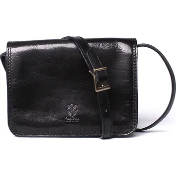 Kabelka Černá středně velká kožená crossbody kabelka no. 51
