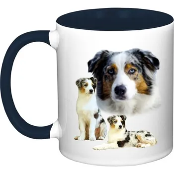 Pánské tričko Hrnek malý barevný s potiskem Australský ovčák - blue merle