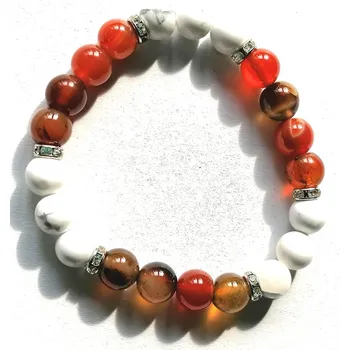 Náramek Magnezitový náramek s achátem – Ochranný a harmonizační kámen