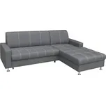 Sedací souprava FLEXI šedá/pravá nadčasový s nožičkami vysouvací s rozkladem pro 3 osoby