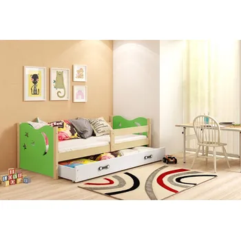 Postel ImportWorld Dětská postel Andrea 1 80x160 s úložným prosotrem - 1 osoba - Borovice, Zelená