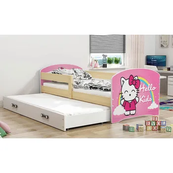 Postel ImportWorld Dětská postel Felix 1 80x160 - 2 osoby, s přístýlkou - Borovice, Kočka