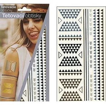 samolepka Tetovací obtisky zlaté a stříbrné 21x10,5 cm-ornamenty