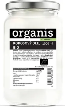 Rostlinný olej Organis Kokosový panenský olej Bio 1 l