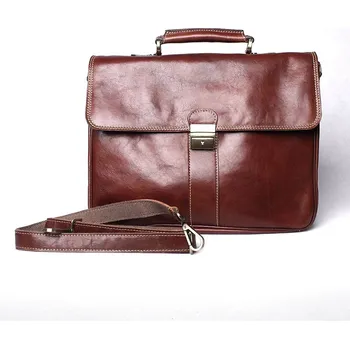 Kabelka Velká tmavěhnědá hladká kožená aktovka no. 776