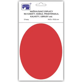 Nažehlovací záplaty ovál červené, 14,5x10,6 cm, 2ks