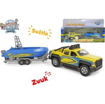 autíčko Mikro trading Tahač s lodí kov - 27 cm