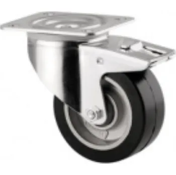 Dvoukolový ruční vozík Transportní kolečko s gumovým běhounem 100, otočné s brzdou,plotna