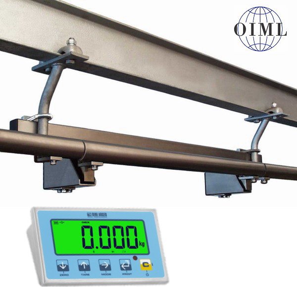 Jateční visutá váha LESAK V2T-T-1200, 300kg/100g, dráha 1200mm (Jateční váha s trubkovou dráhou délky 1200mm V2T-T-1200/300, vážní indikátor nerezový DFWLIP)