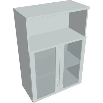 Kancelářský vozík HOBIS kancelářská policová skříň horní - SZ 3 80 05 H, zámek Huwill, šedá + doprava zdarma