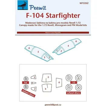 Plastikový model Peewit 1/72 Canopy mask F-104 Starfighter (REV/MONO)
