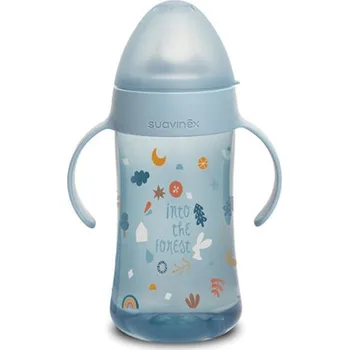 Kojenecká láhev SUAVINEX Druhá láhev s oušky FOREST 270 ml - Modrá