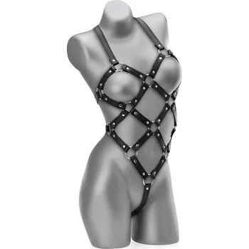 KOŽENÝ POSTROJ, BODY SVAZUJÍCÍ RUCE ZEZADU - SADO-MASO-BDSM - 7307485