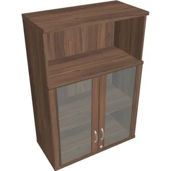 Kancelářský vozík HOBIS kancelářská policová skříň horní - SZ 3 80 05 H, zámek Huwill, ořech + doprava zdarma