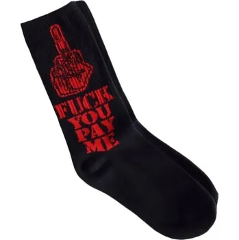 Dámské ponožky Woodrow Ponožky s nápisem F.Y. Pay Me - černé vysoké - 1650