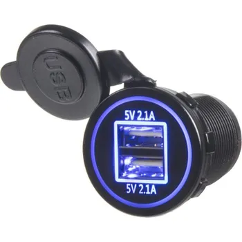 Elektrická zásuvka Zásuvka USB do panelu 12/24V 2x USB 2x 2.1A modré podsvícení