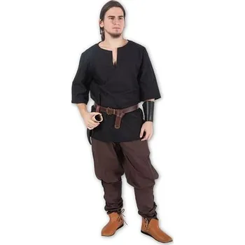 Karnevalový kostým imago Bavlněná středověká košile - černá, velikost M