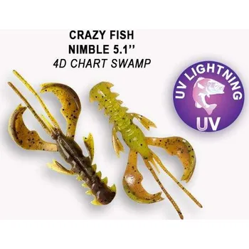 Umělá nástraha Gumová nástraha Crazy Fish Nimble 12,5cm 4D Chart swamp (3ks)