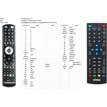 Dálkový ovladač General ALMA T1550, T1650 - dálkový ovladač