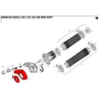 Komponent pro jízdní kolo SRAM Grip Shift Cover/Clamp Kit X01 Eagle (Black)