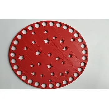 Víko/dno na košík 14,5cm - hvězdičky malé červená