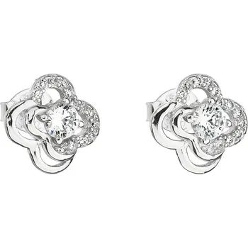 Náušnice Stříbrné náušnice pecka se zirkonem bílá kytička 11029.1