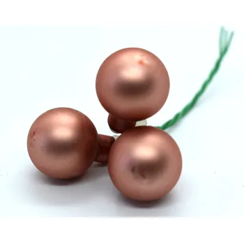 Vánoční dekorace baňky na drátku 3ks - rezavá tmavá matná